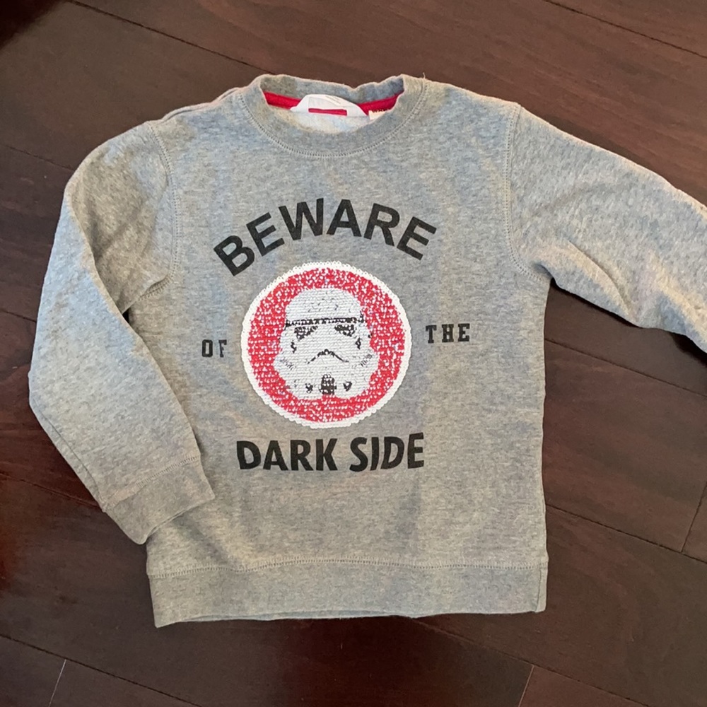 H&M reversible sequin sweatshirt, Dark Vader/Storm